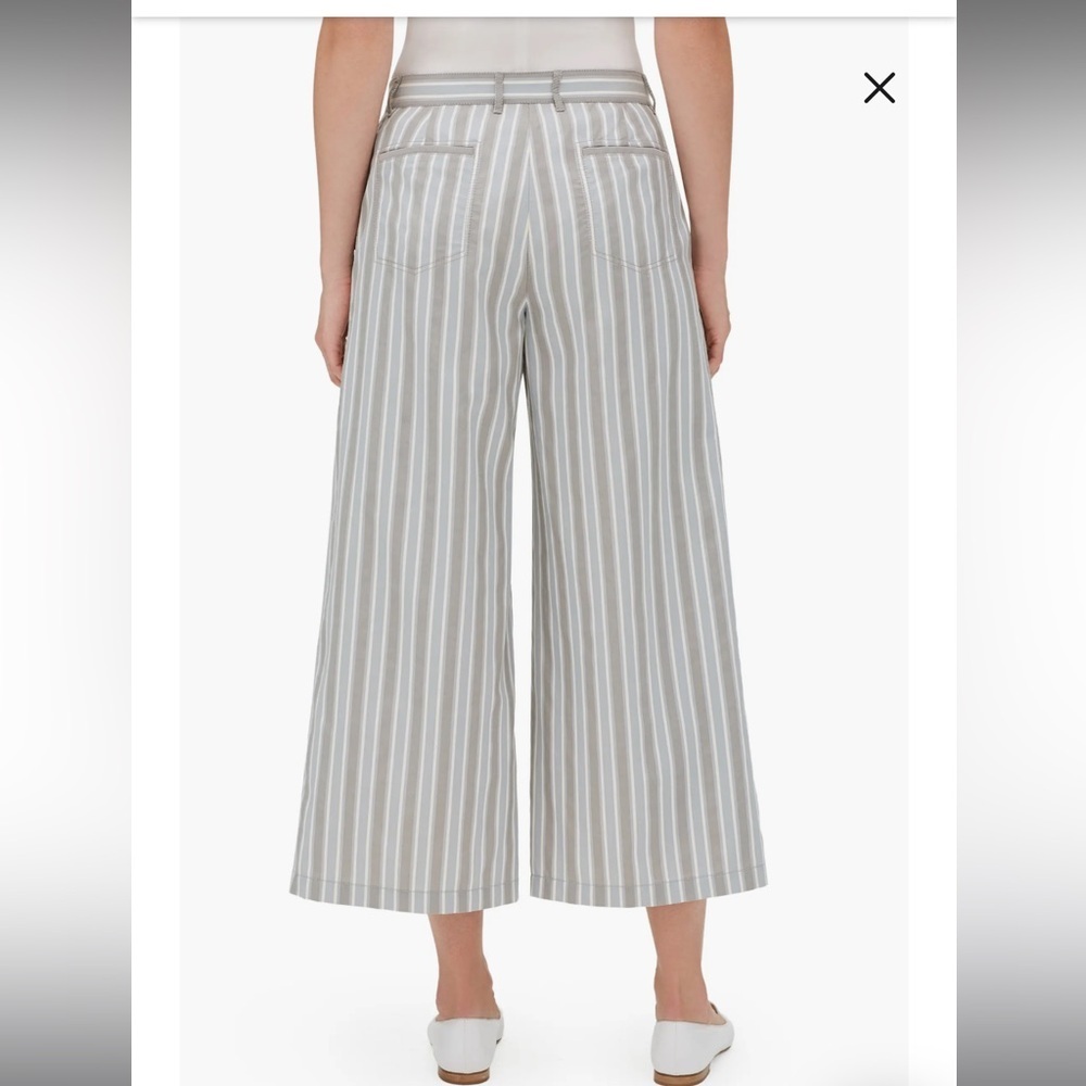 Lafayette 148 Blue And Gray Fulton Elixir Stripe Crop Wide Leg Pants Culotte - Picture 2 of 6